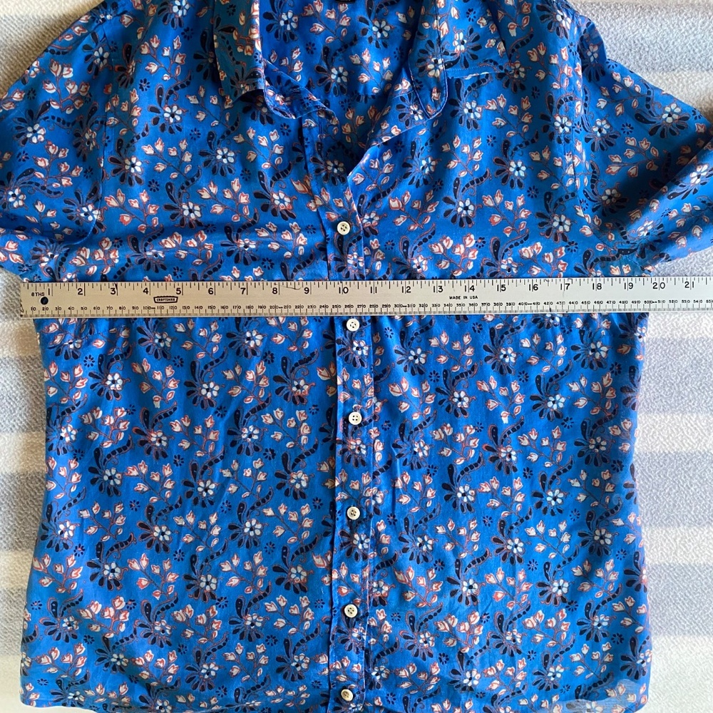 J. Crew button down Perfect shirt in blue with red & white floral pattern Sz 8 - Picture 10 of 12